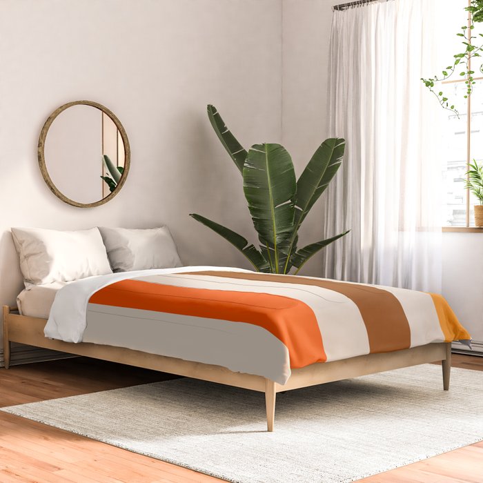 Retro 70s Vertical Stripes Brown Orange Beige Comforter Gallery Image 2