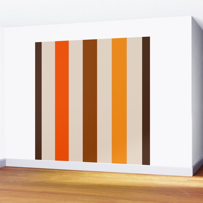 Retro 70s Vertical Stripes Brown Orange Beige Wall Mural Gallery Image 2