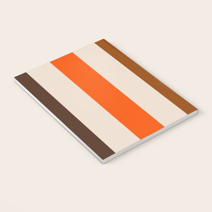 Retro 70s Vertical Stripes Brown Orange Beige Notebook Gallery Image 3