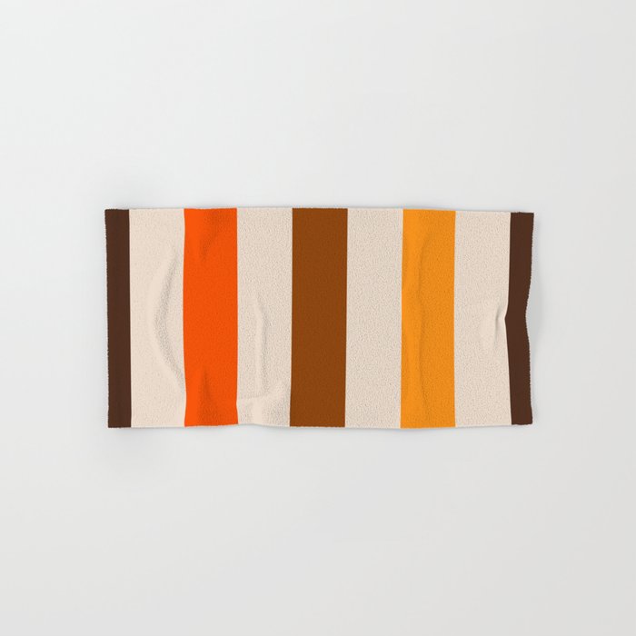 Retro 70s Vertical Stripes Brown Orange Beige Bath Towel Gallery Image 1