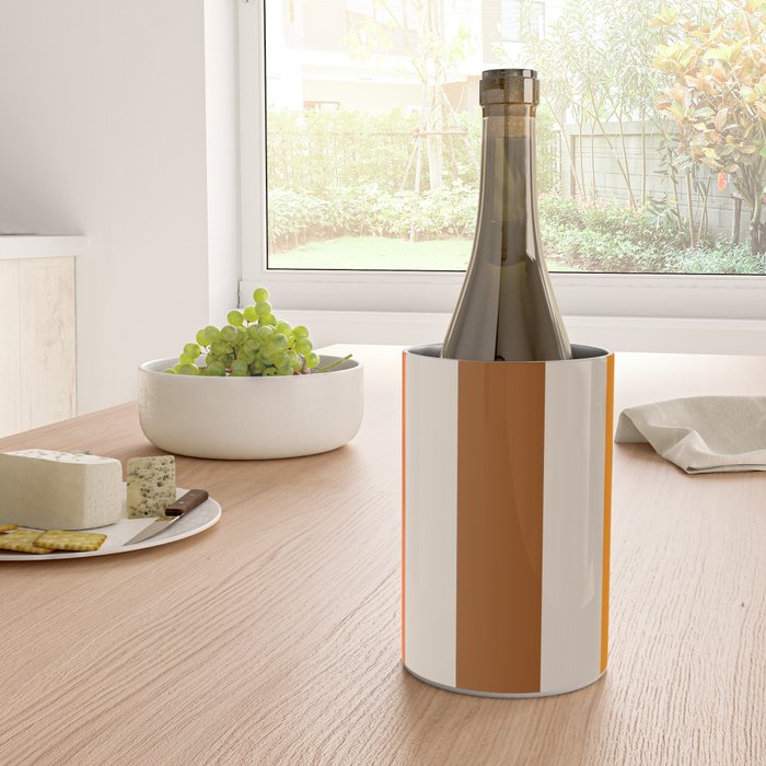 Retro 70s Vertical Stripes Brown Orange Beige Wine Chiller Gallery Image 4