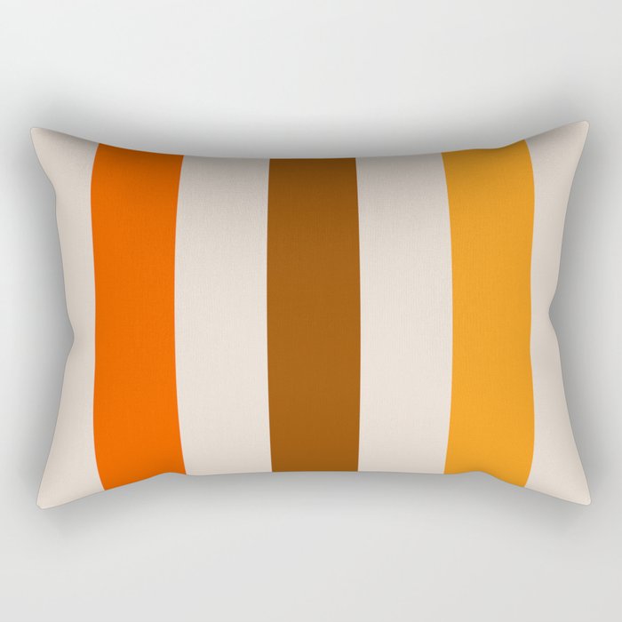 Retro 70s Vertical Stripes Brown Orange Beige Rectangular Pillow Gallery Image 2