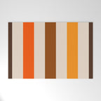 Retro 70s Vertical Stripes Brown Orange Beige Welcome Mat Gallery Image 1