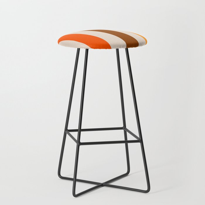 Retro 70s Vertical Stripes Brown Orange Beige Stool Gallery Image 1