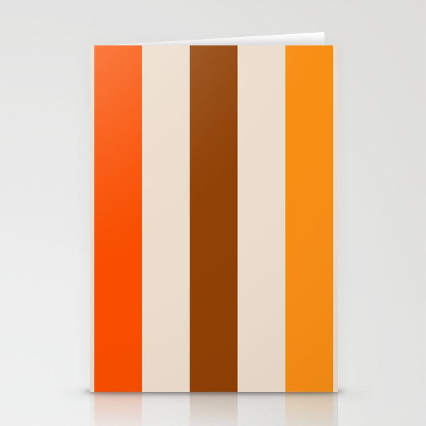 Retro 70s Vertical Stripes Brown Orange Beige Stationery Card Gallery Image 1