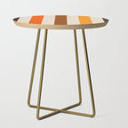Retro 70s Vertical Stripes Brown Orange Beige Side Table Gallery Image 1