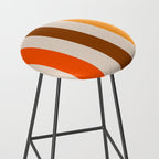 Retro 70s Vertical Stripes Brown Orange Beige Stool Gallery Image 2