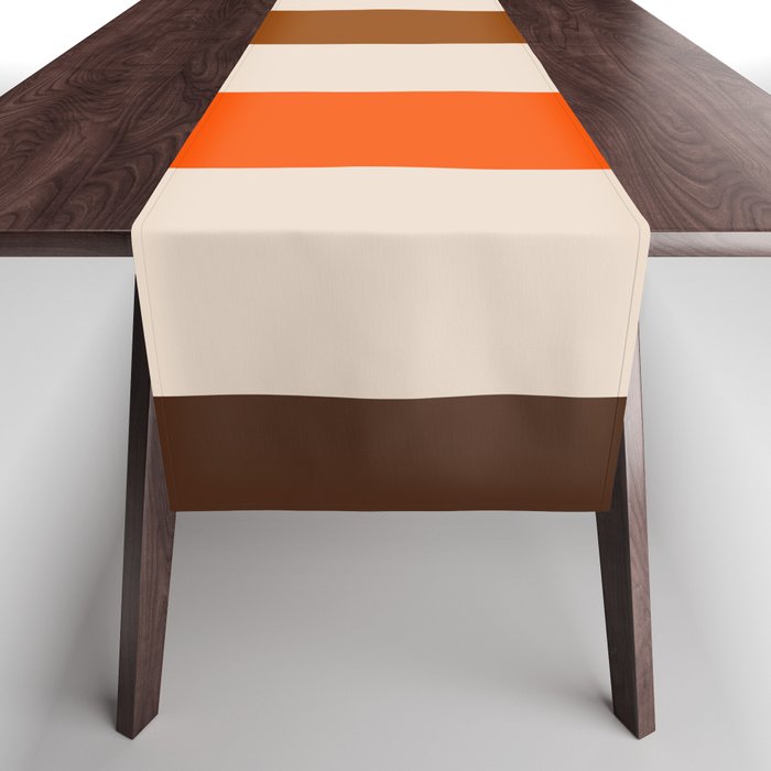 Retro 70s Vertical Stripes Brown Orange Beige Table Runner Gallery Image 1
