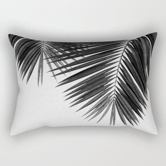Palm Leaf Black & White II Rectangular Pillow Gallery Image 1