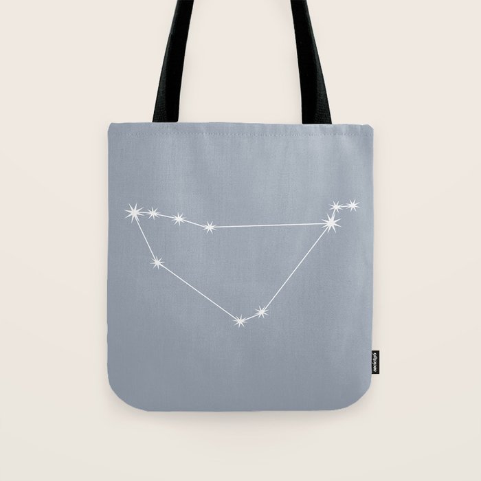 Capricorn Zodiac Star Constellation Line Art Blue Grey Tote Bag Gallery Image 1