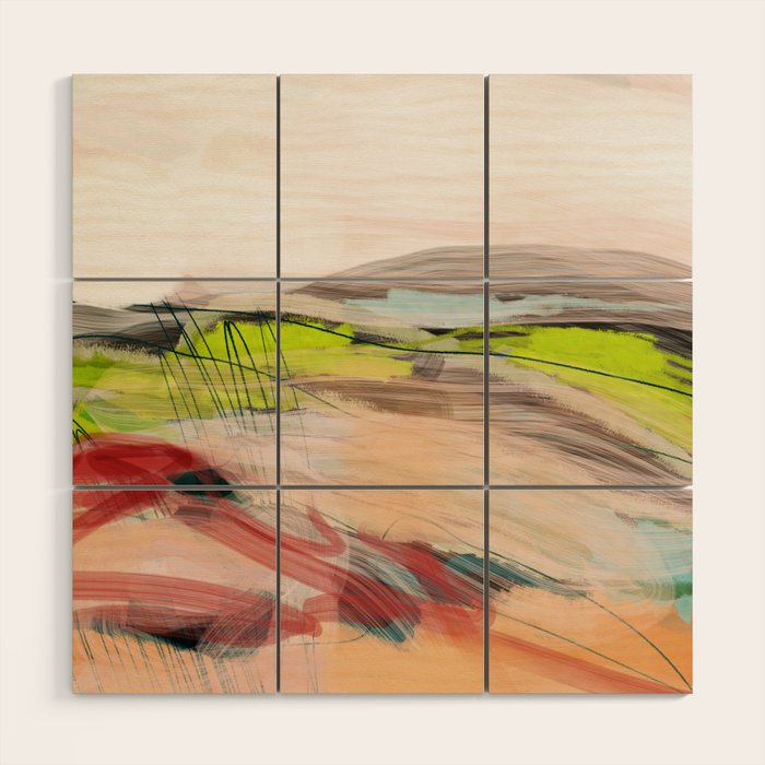 landscape in pastel abstract Wood Wall Art Gallery Image 1