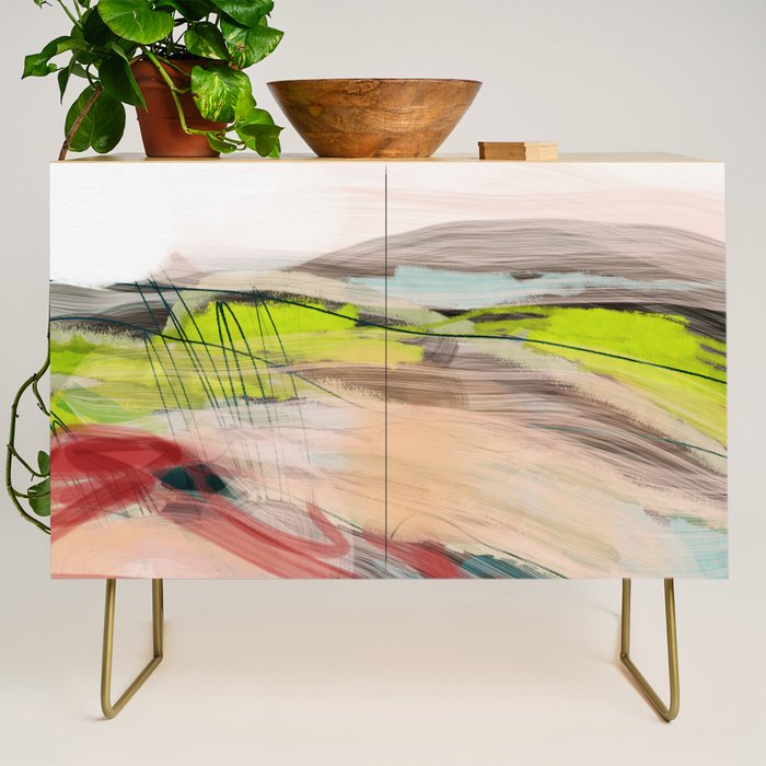 landscape in pastel abstract Credenza Gallery Image 1
