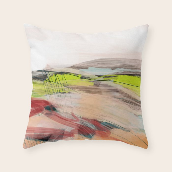 landscape in pastel abstract Throw Pillow Gallery Image 6