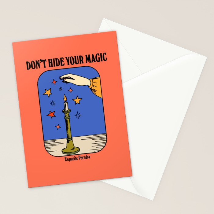 Don't Hide Your Magic - Inspirational Quote Vintage Illustration Stationery Card Gallery Image 2