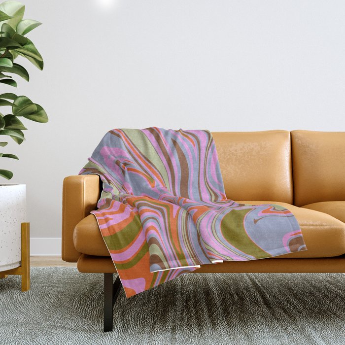 70s Psychedelic Swirl Throw Blanket Gallery Image 1
