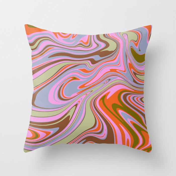 70s Psychedelic Swirl Throw Pillow Gallery Image 1