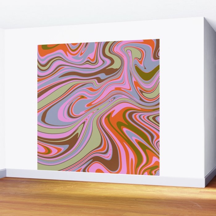 70s Psychedelic Swirl Wall Mural Gallery Image 2