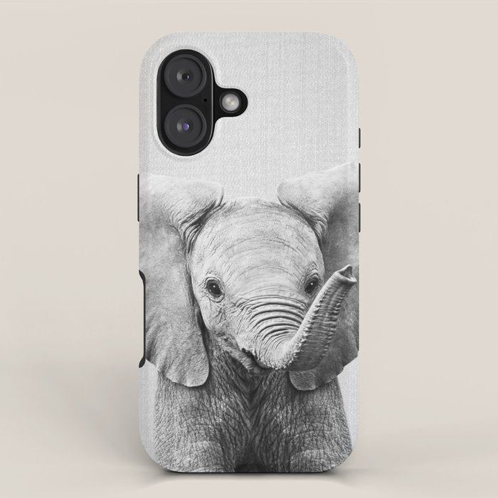 Baby Elephant - Black & White iPhone Case Gallery Image 1