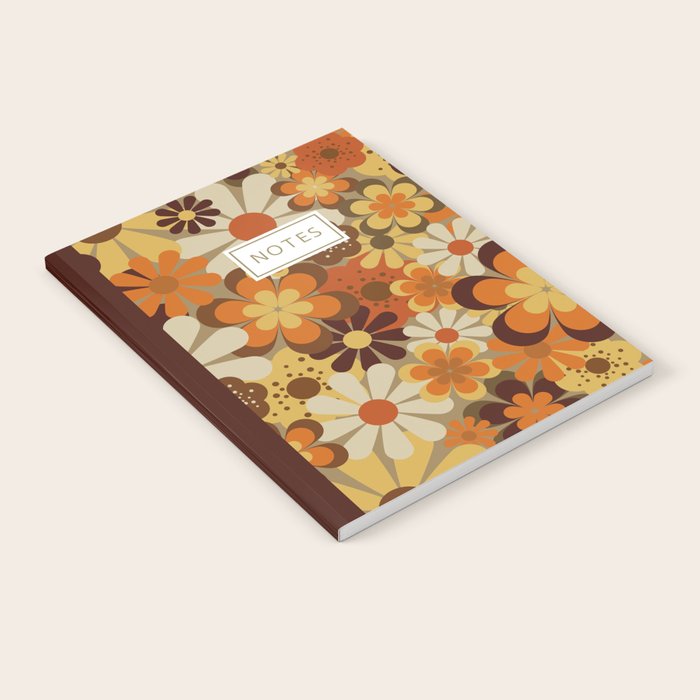70's Floral Prints, Retro Art Notebook Gallery Image 1