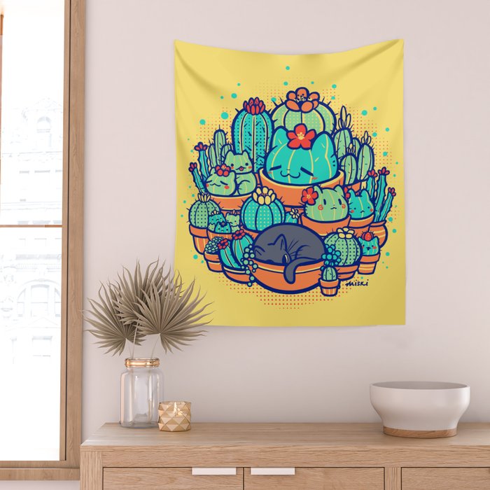 Catcus Patch Wall Tapestry Gallery Image 2