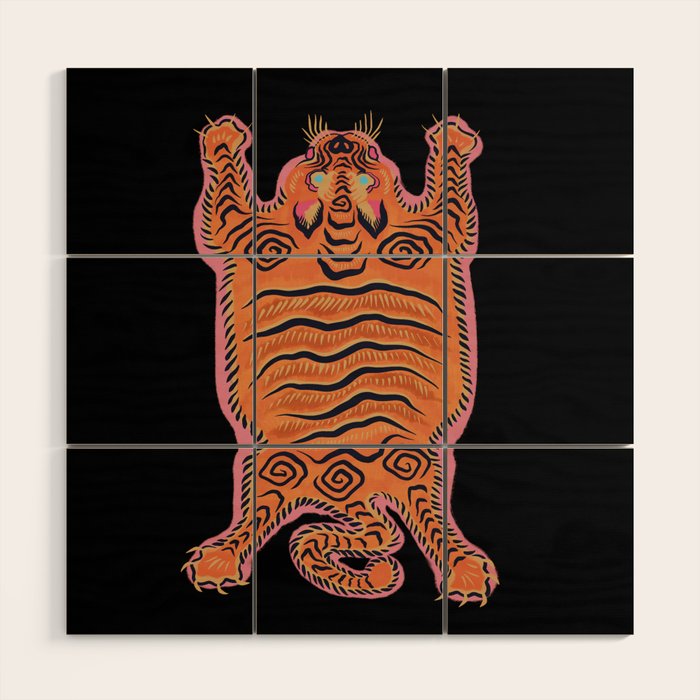 Wild Tiger Rug Wood Wall Art Gallery Image 1