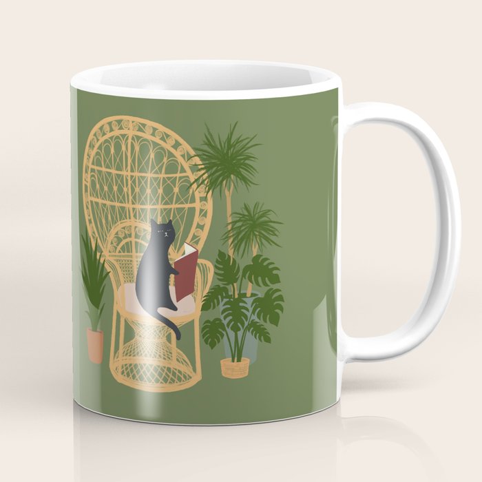Hidden cat 51 private forest reading area rattan chair Coffee Mug Gallery Image 1