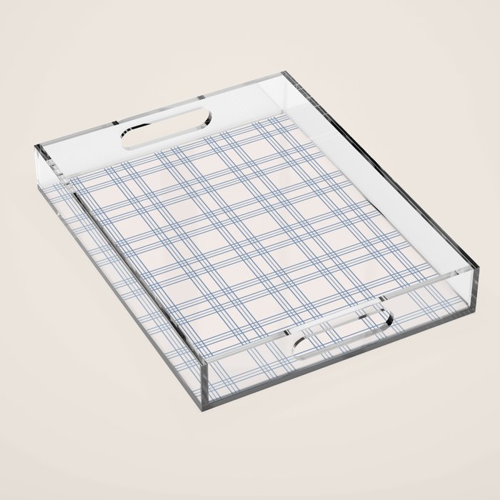 Blue And Cream Gingham Acrylic Tray Gallery Image 1