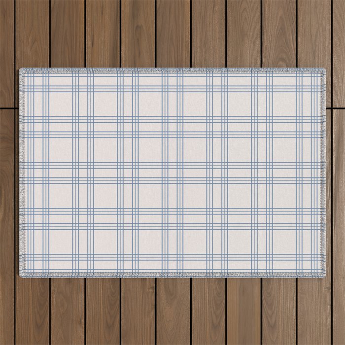 Blue And Cream Gingham Outdoor Rug Gallery Image 1