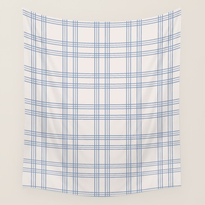 Blue And Cream Gingham Wall Tapestry Gallery Image 4