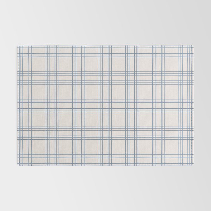 Blue And Cream Gingham Rug Gallery Image 2