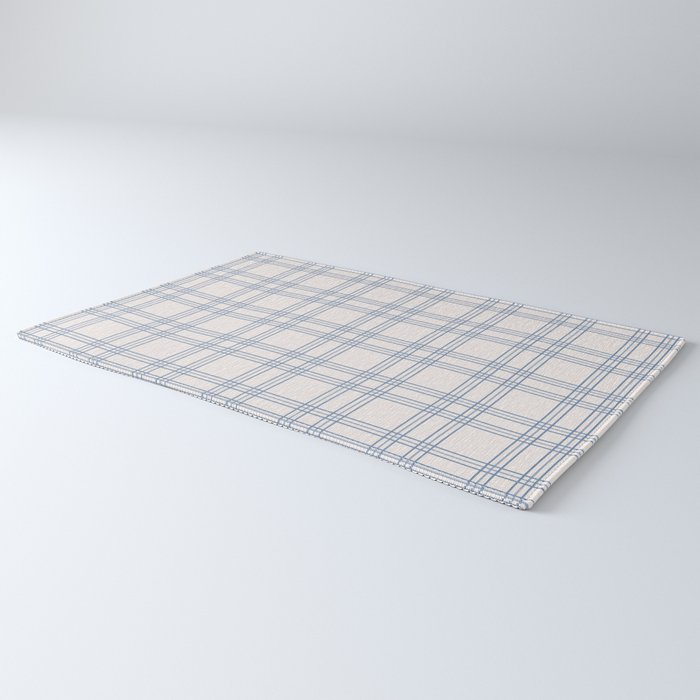 Blue And Cream Gingham Rug Gallery Image 3