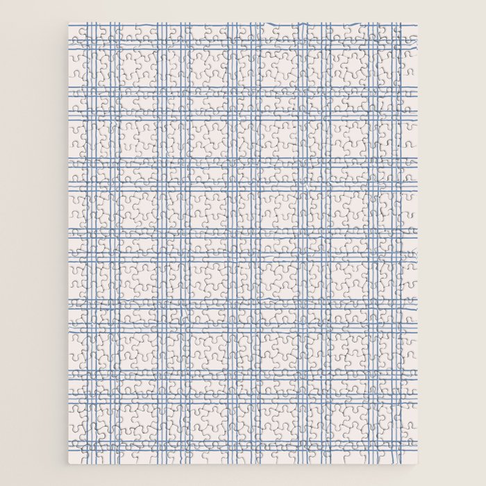 Blue And Cream Gingham Jigsaw Puzzle Gallery Image 1