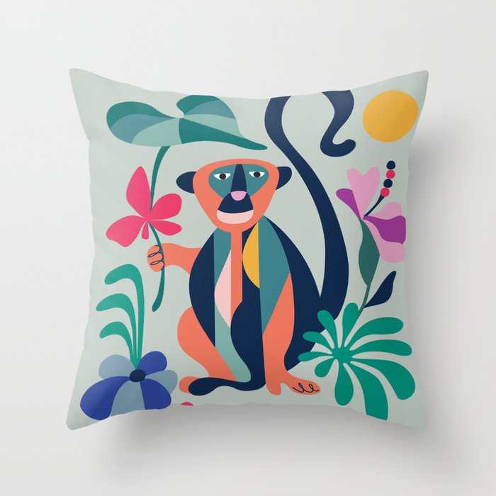 Mid Century Modern Monkey Throw Pillow Gallery Image 6