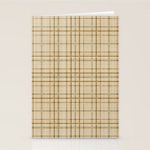 Traditional Plaid Pattern Rustic Country Style Beige Brown Stationery Card Gallery Image 1
