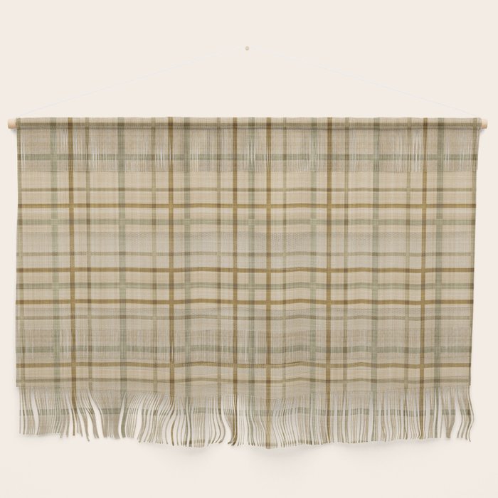 Traditional Plaid Pattern Rustic Country Style Beige Brown Wall Hanging Gallery Image 1