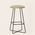Traditional Plaid Pattern Rustic Country Style Beige Brown Stool Gallery Image 1