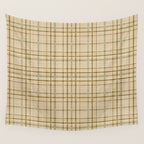 Traditional Plaid Pattern Rustic Country Style Beige Brown Wall Tapestry Gallery Image 4