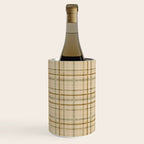 Traditional Plaid Pattern Rustic Country Style Beige Brown Wine Chiller Gallery Image 2