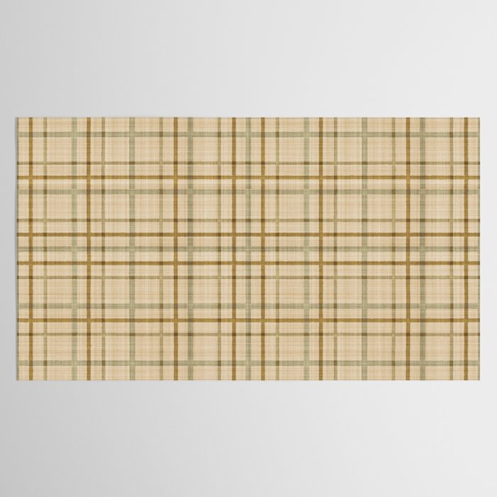 Traditional Plaid Pattern Rustic Country Style Beige Brown Tablecloth Gallery Image 2