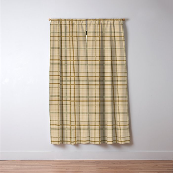 Traditional Plaid Pattern Rustic Country Style Beige Brown Window Curtain Gallery Image 3