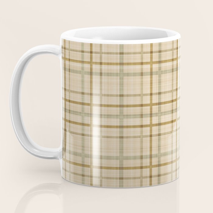 Traditional Plaid Pattern Rustic Country Style Beige Brown Coffee Mug Gallery Image 3