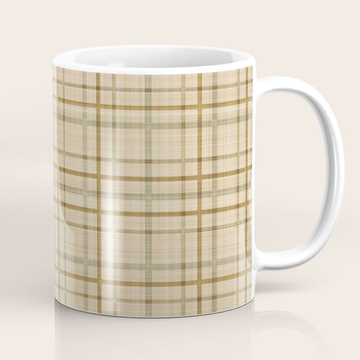 Traditional Plaid Pattern Rustic Country Style Beige Brown Coffee Mug Gallery Image 1
