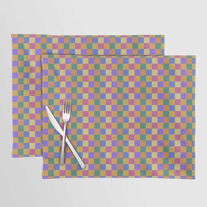 Checkered Multicolor Pattern XXII Colorful Bright Placemat Gallery Image 1