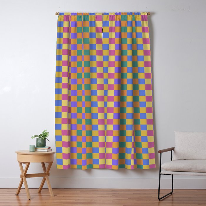 Checkered Multicolor Pattern XXII Colorful Bright Window Curtain Gallery Image 5