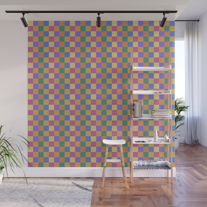 Checkered Multicolor Pattern XXII Colorful Bright Wall Mural Gallery Image 1