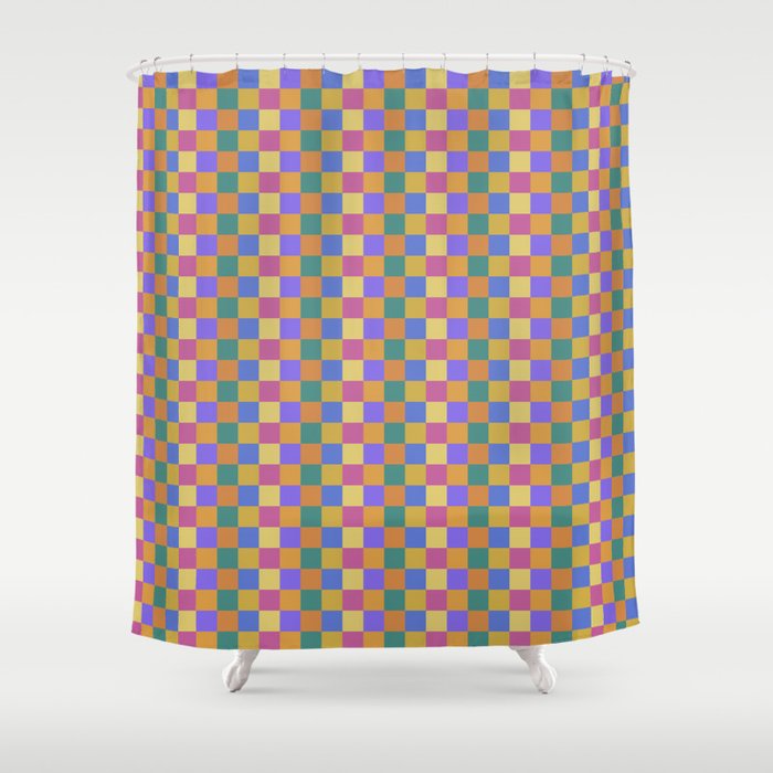 Checkered Multicolor Pattern XXII Colorful Bright Shower Curtain Gallery Image 1