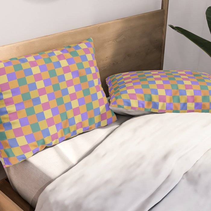 Checkered Multicolor Pattern XXII Colorful Bright Pillow Sham Gallery Image 2
