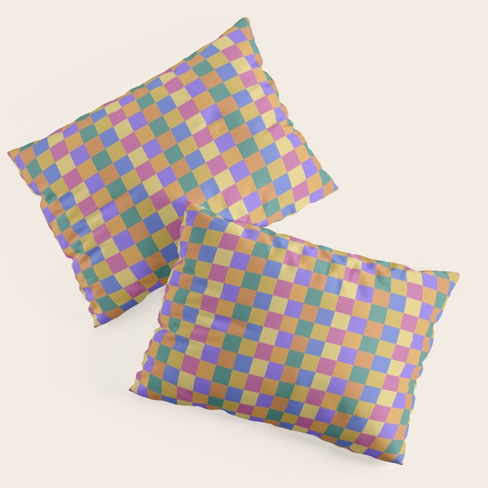 Checkered Multicolor Pattern XXII Colorful Bright Pillow Sham Gallery Image 3