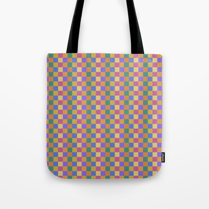 Checkered Multicolor Pattern XXII Colorful Bright Tote Bag Gallery Image 1