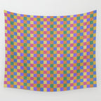 Checkered Multicolor Pattern XXII Colorful Bright Wall Tapestry Gallery Image 4